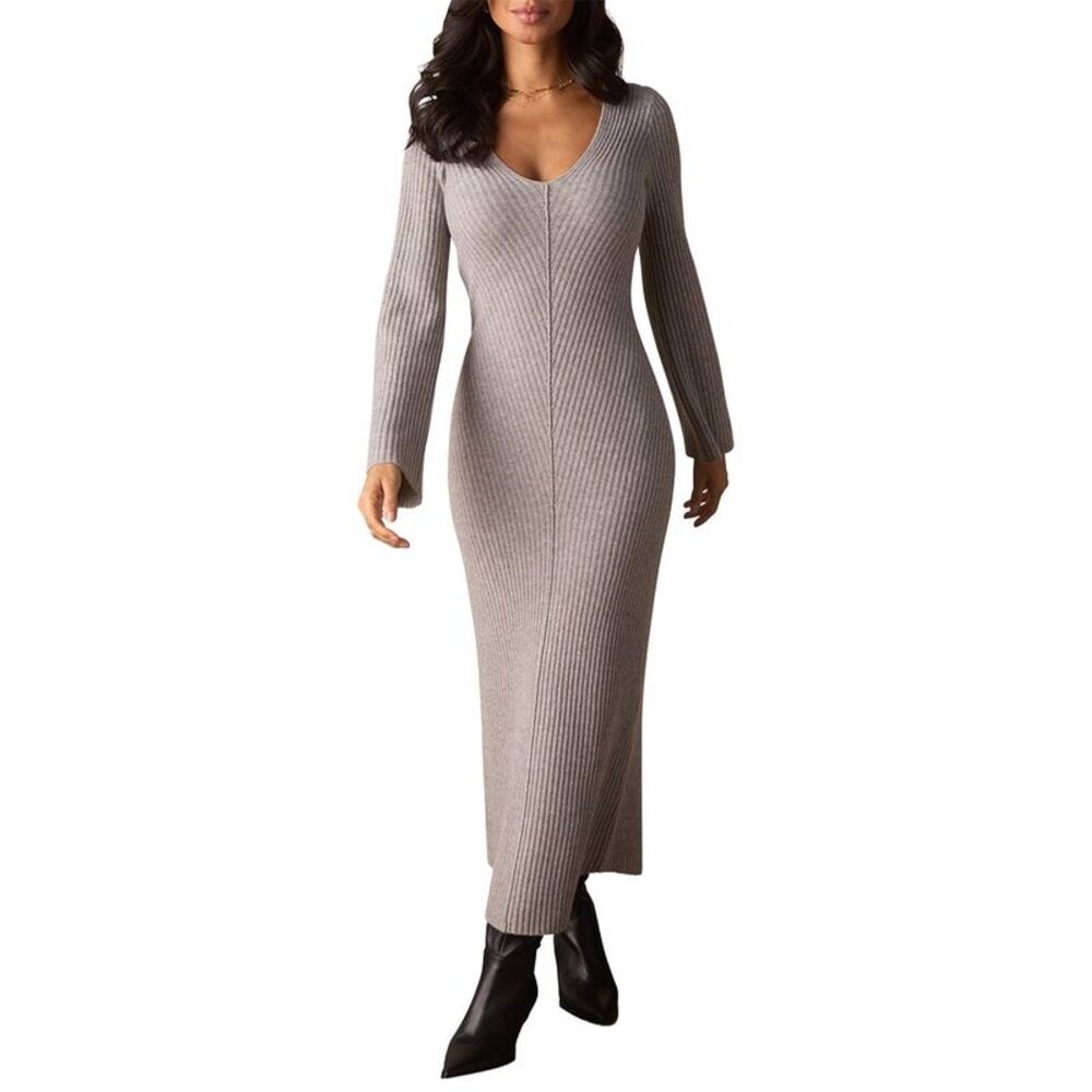 The Normal Brand Womens  Collins Knit Wool-Blend Maxi Dress, Grey